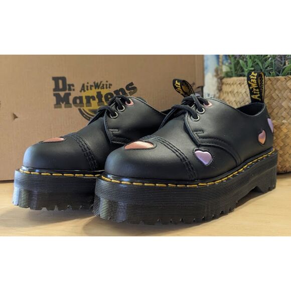 Dr. Martens 1461 Quad Heart Platform Lapstone Leather Satin Lux Shoes UK 5 NIB - Picture 1 of 14
